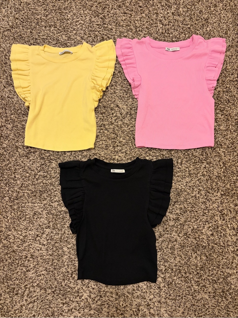 Set of 3 Zara Ruffle Sleeve Crop Tops